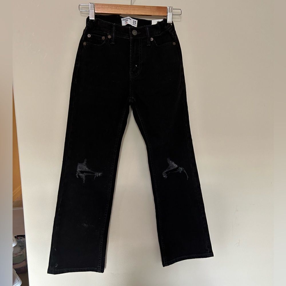 NWT Abercrombie Kids Boot Black Jeans Faux Ripped
